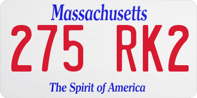 MA license plate 275RK2