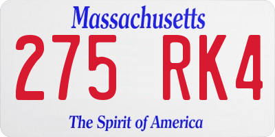 MA license plate 275RK4