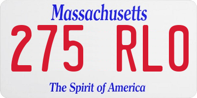MA license plate 275RL0