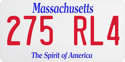 MA license plate 275RL4