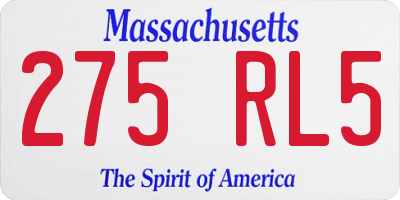 MA license plate 275RL5