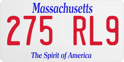 MA license plate 275RL9