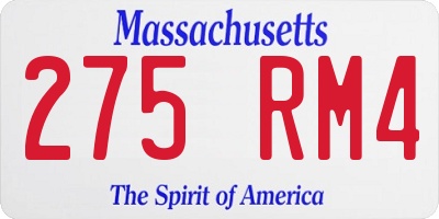 MA license plate 275RM4