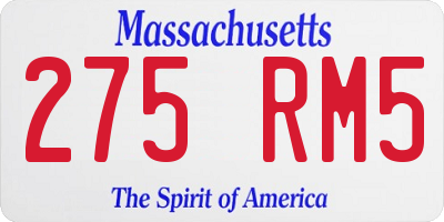 MA license plate 275RM5