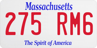 MA license plate 275RM6