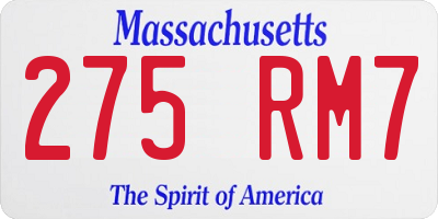 MA license plate 275RM7