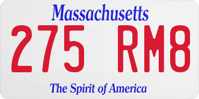 MA license plate 275RM8