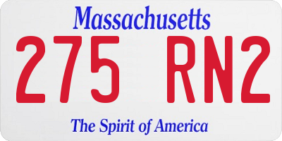 MA license plate 275RN2