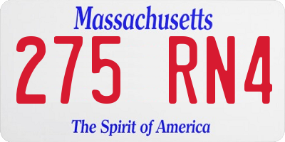 MA license plate 275RN4