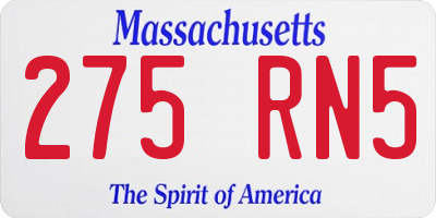 MA license plate 275RN5