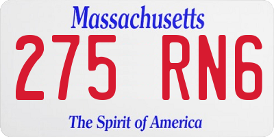 MA license plate 275RN6
