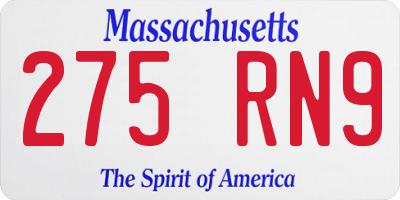 MA license plate 275RN9