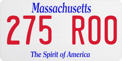 MA license plate 275RO0