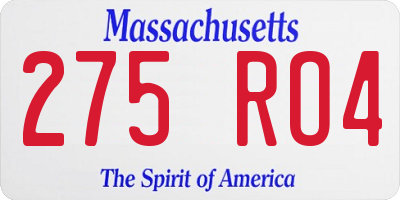 MA license plate 275RO4