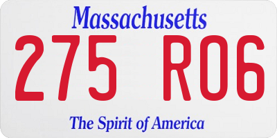 MA license plate 275RO6