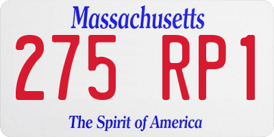 MA license plate 275RP1