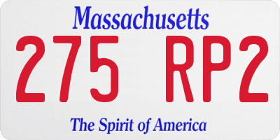 MA license plate 275RP2