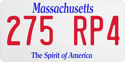 MA license plate 275RP4