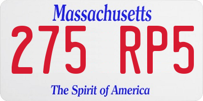 MA license plate 275RP5