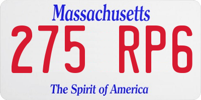 MA license plate 275RP6