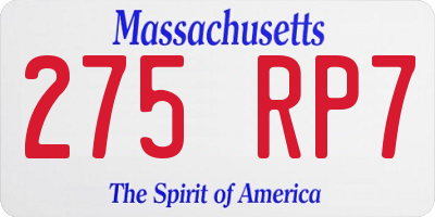 MA license plate 275RP7