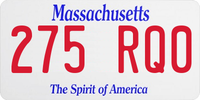 MA license plate 275RQ0