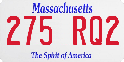 MA license plate 275RQ2