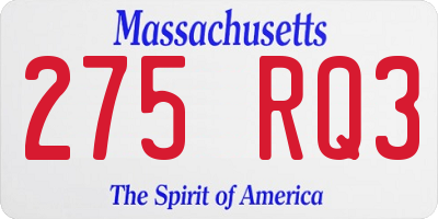 MA license plate 275RQ3