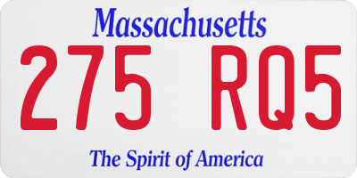MA license plate 275RQ5