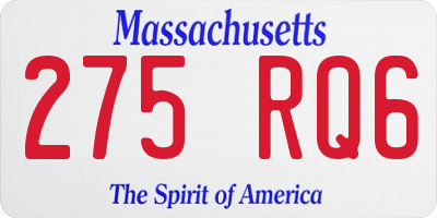 MA license plate 275RQ6