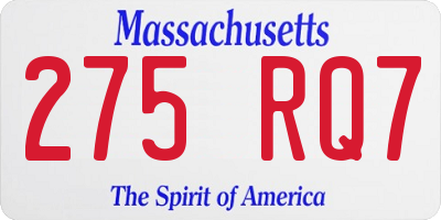 MA license plate 275RQ7