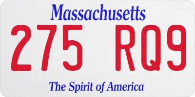 MA license plate 275RQ9