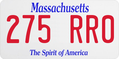 MA license plate 275RR0