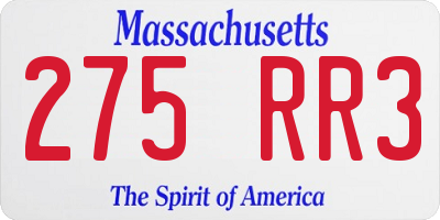 MA license plate 275RR3