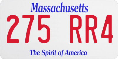MA license plate 275RR4