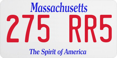 MA license plate 275RR5