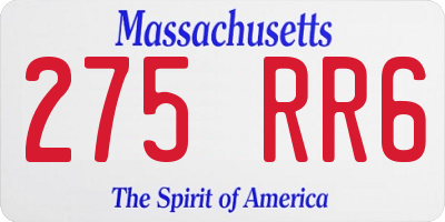 MA license plate 275RR6