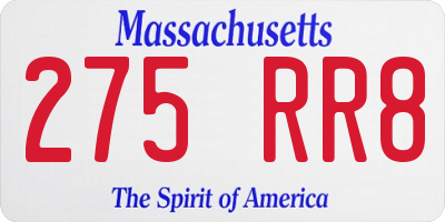 MA license plate 275RR8