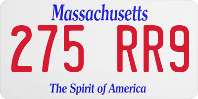MA license plate 275RR9