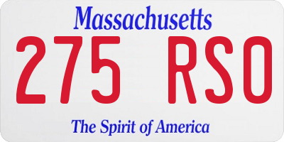 MA license plate 275RS0
