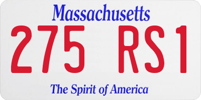 MA license plate 275RS1