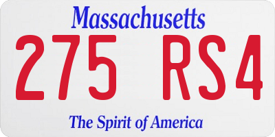 MA license plate 275RS4