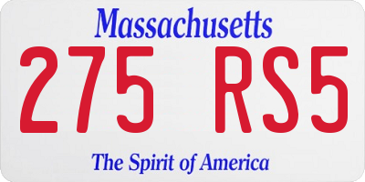 MA license plate 275RS5