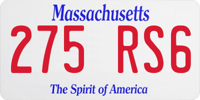 MA license plate 275RS6