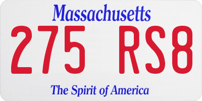 MA license plate 275RS8