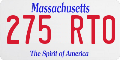 MA license plate 275RT0