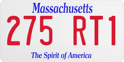 MA license plate 275RT1