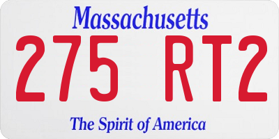 MA license plate 275RT2