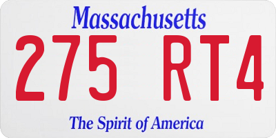 MA license plate 275RT4