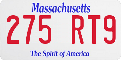 MA license plate 275RT9